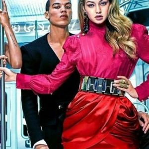 Balmain H&M Jacquard weave Silk Blouse Shirt Pink